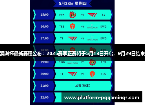 澳洲杯最新赛程公布:2025赛季正赛将于5月13日开启,9月29日结束 澳洲杯最新赛程公布:2025赛季正赛将于5月13日开启,9月29日结束
